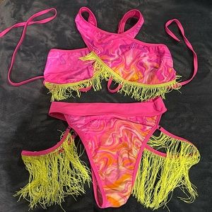 Rolita Couture x iHR Fractal Flashbacks Fringe Bottom & Top Rainbow / XL